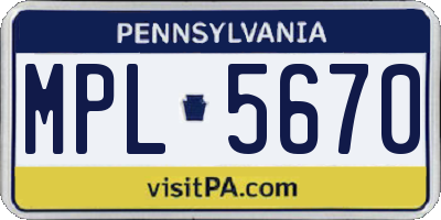 PA license plate MPL5670
