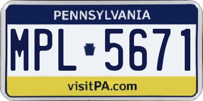 PA license plate MPL5671