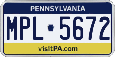 PA license plate MPL5672