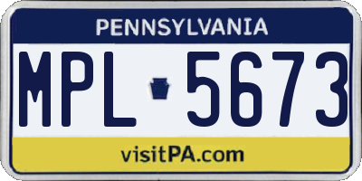 PA license plate MPL5673