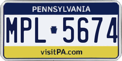 PA license plate MPL5674