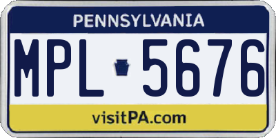 PA license plate MPL5676