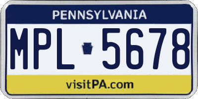 PA license plate MPL5678