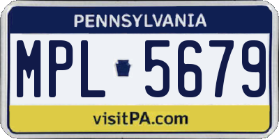 PA license plate MPL5679