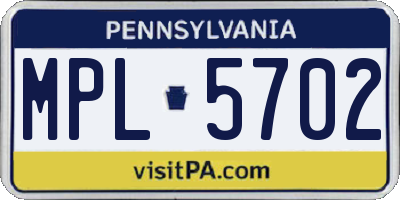 PA license plate MPL5702