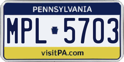 PA license plate MPL5703