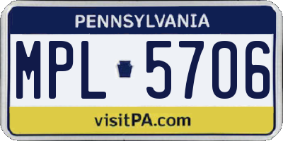 PA license plate MPL5706