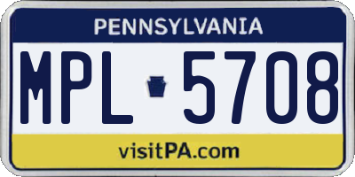 PA license plate MPL5708