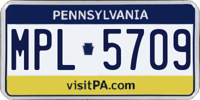 PA license plate MPL5709