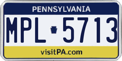 PA license plate MPL5713