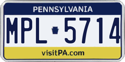 PA license plate MPL5714