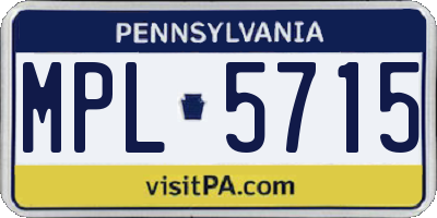 PA license plate MPL5715
