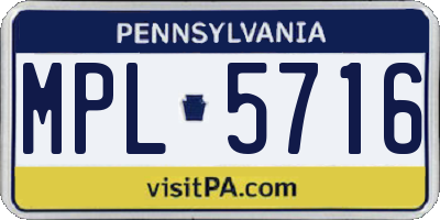 PA license plate MPL5716