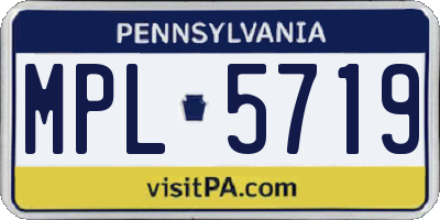 PA license plate MPL5719
