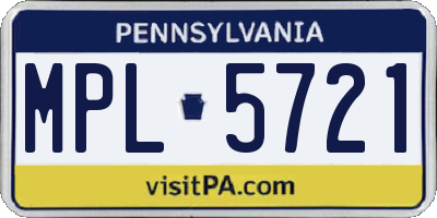 PA license plate MPL5721