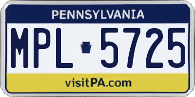 PA license plate MPL5725