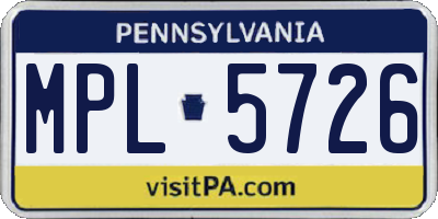 PA license plate MPL5726