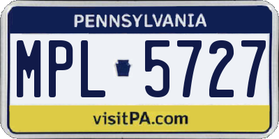 PA license plate MPL5727