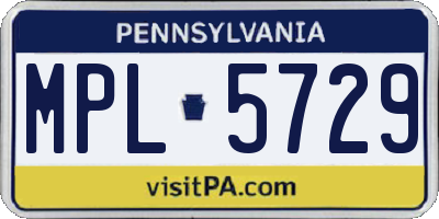 PA license plate MPL5729