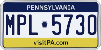 PA license plate MPL5730