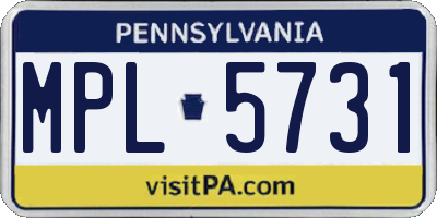 PA license plate MPL5731