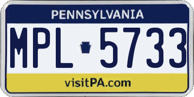 PA license plate MPL5733