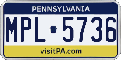 PA license plate MPL5736