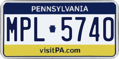 PA license plate MPL5740