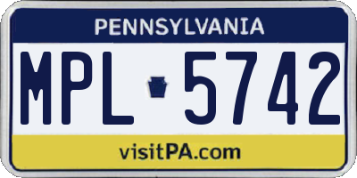 PA license plate MPL5742