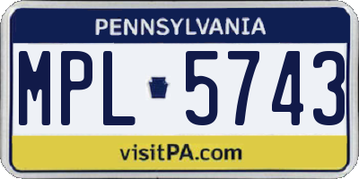PA license plate MPL5743