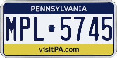 PA license plate MPL5745