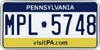 PA license plate MPL5748