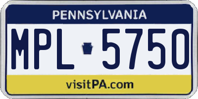 PA license plate MPL5750