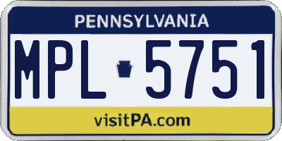 PA license plate MPL5751