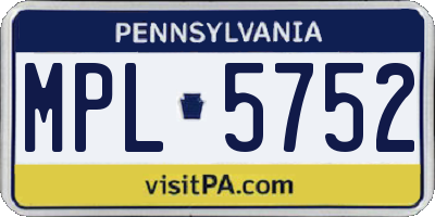 PA license plate MPL5752