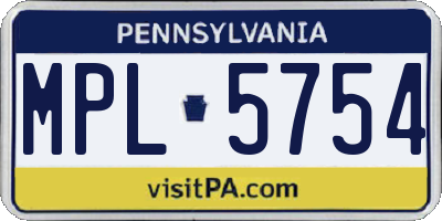 PA license plate MPL5754