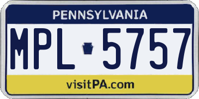 PA license plate MPL5757