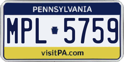PA license plate MPL5759