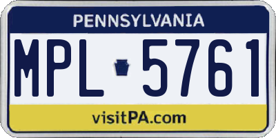 PA license plate MPL5761