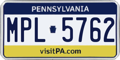 PA license plate MPL5762