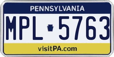 PA license plate MPL5763
