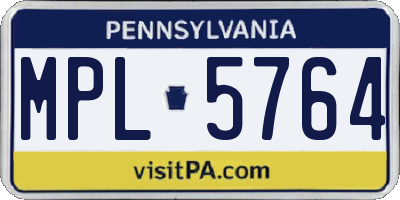 PA license plate MPL5764