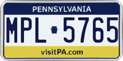 PA license plate MPL5765