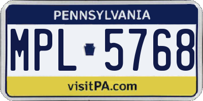 PA license plate MPL5768
