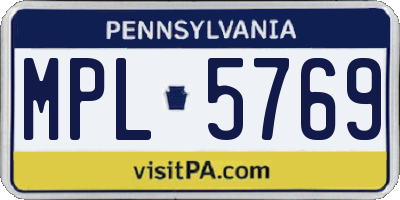 PA license plate MPL5769