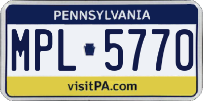 PA license plate MPL5770