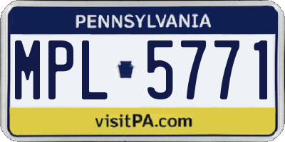 PA license plate MPL5771