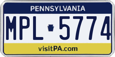 PA license plate MPL5774