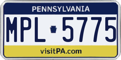 PA license plate MPL5775