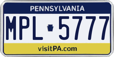 PA license plate MPL5777